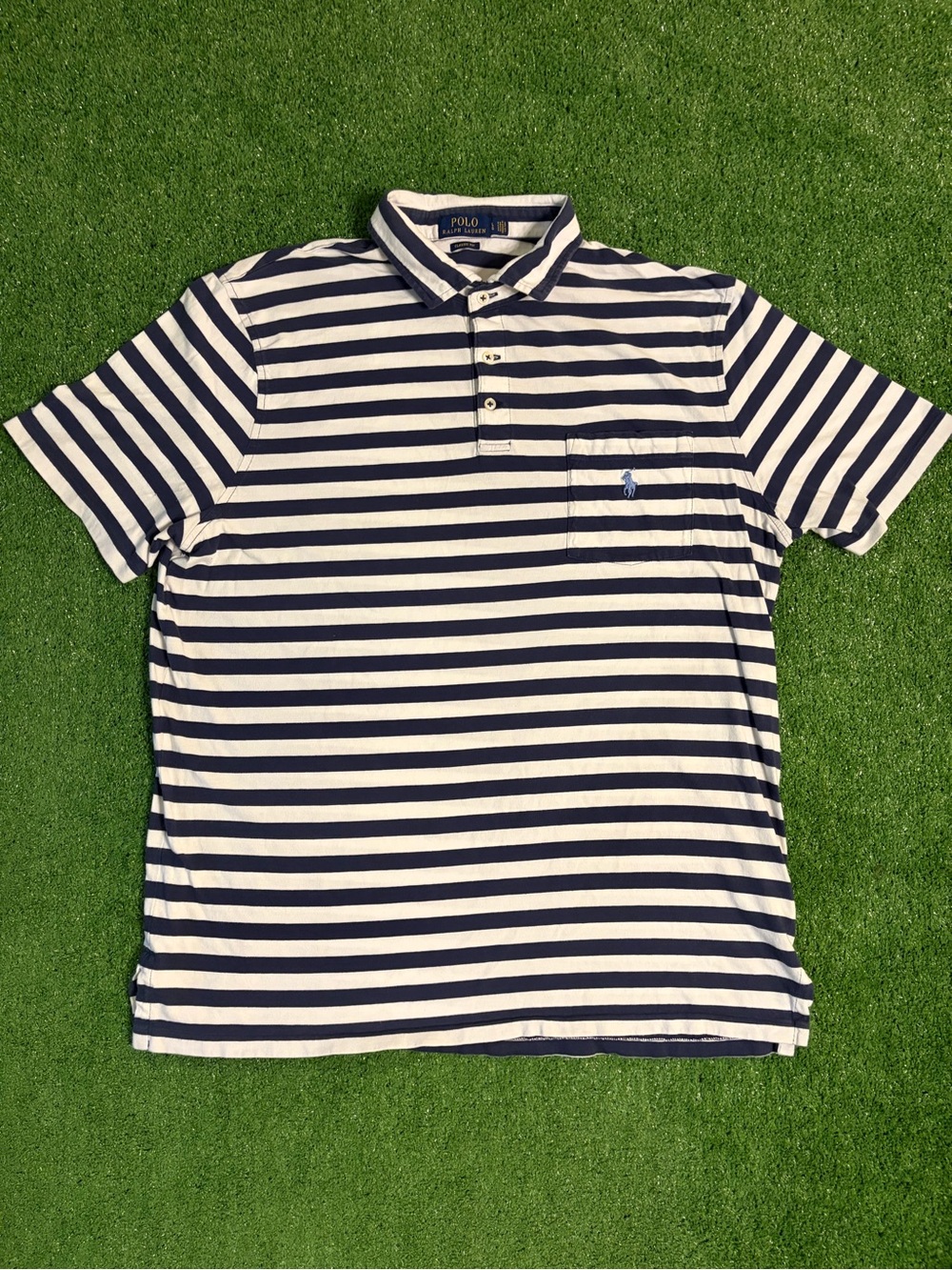 Polo Ralph Lauren Classic Fit Navy/White Striped Polo